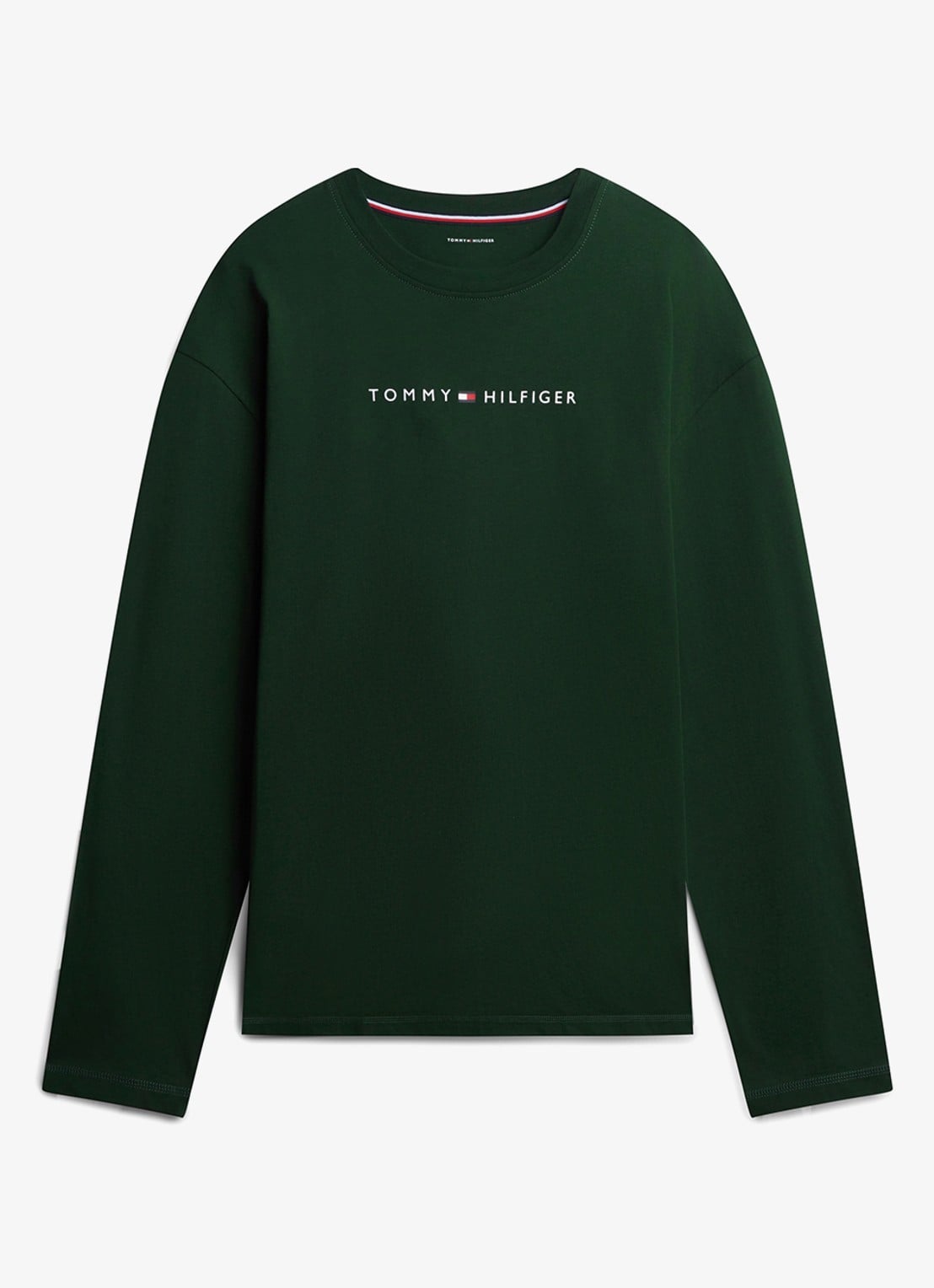 Tommy Hilfiger Pyjamashirt met logoprint - voorkant donkergroen