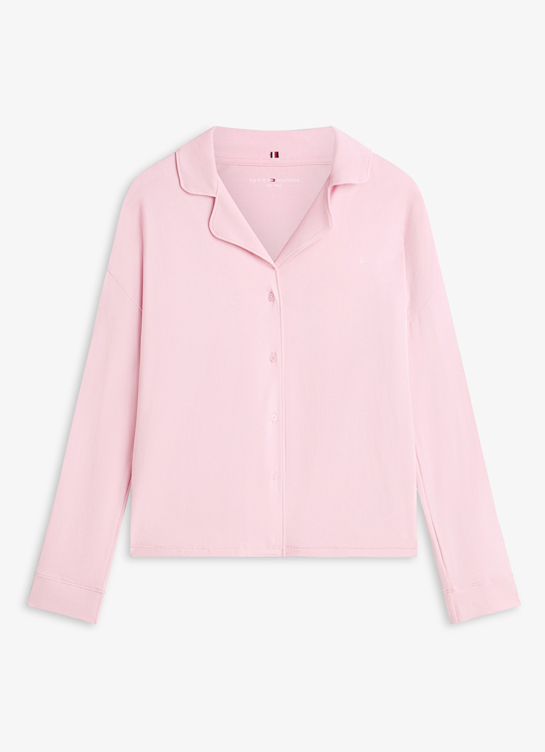 Tommy Hilfiger Pyjamatop met logoborduring - voorkant 2 roze