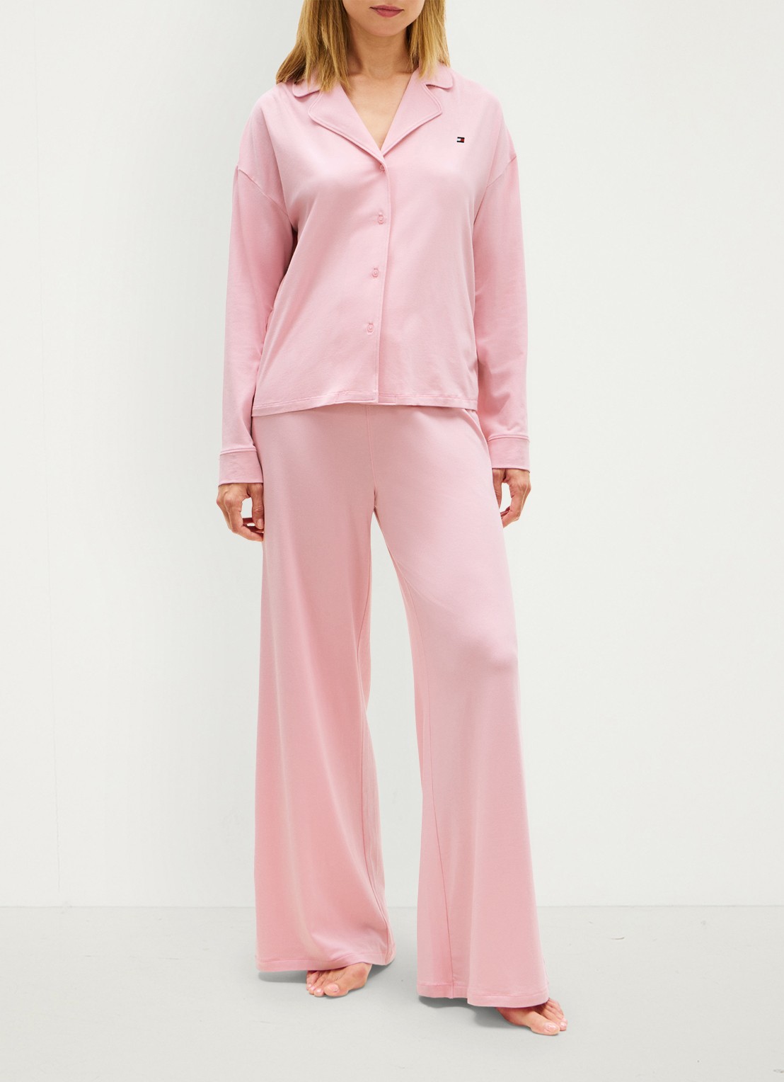 Tommy Hilfiger Pyjamatop met logoborduring - voorkant 3 roze