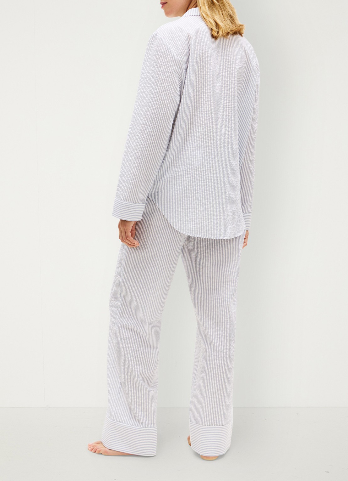 Tommy Hilfiger Pyjamatop met streepprint en logo - achterkant 3 grijs