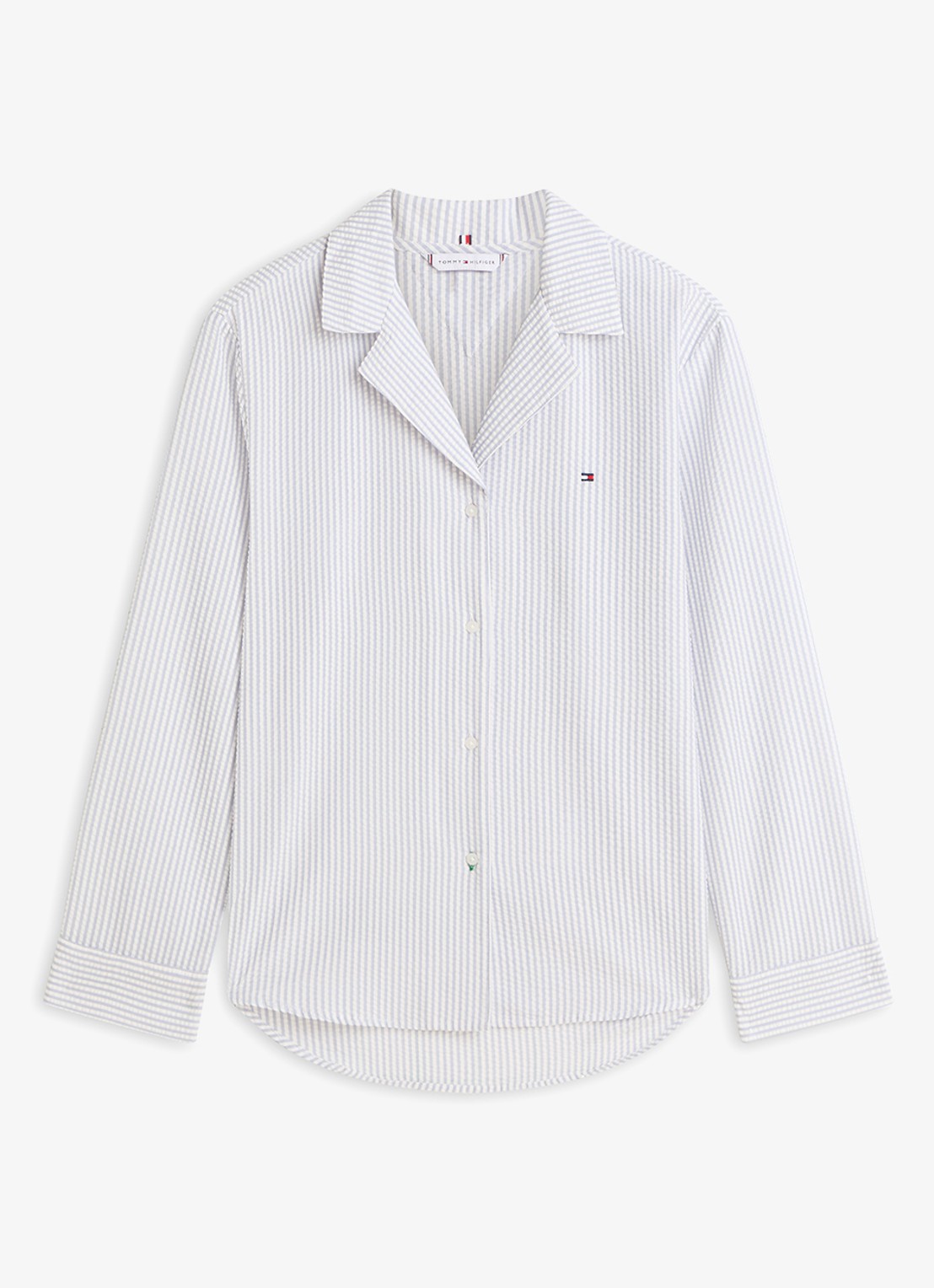 Tommy Hilfiger Pyjamatop met streepprint en logo - voorkant 4 grijs