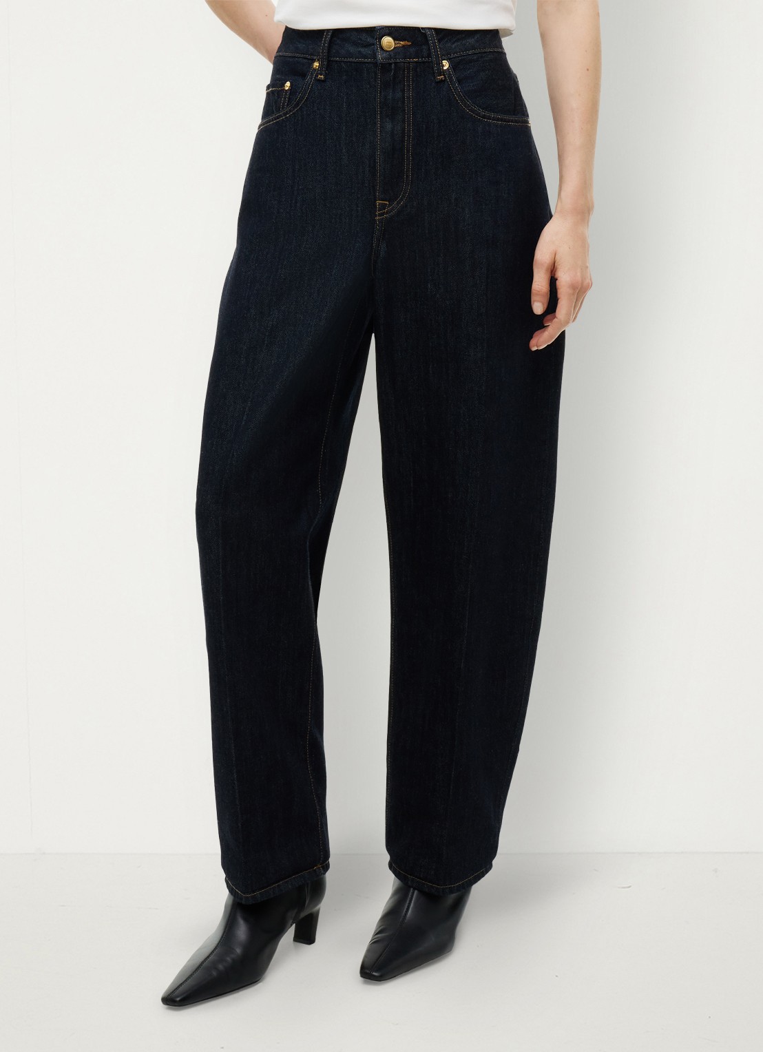Tommy Hilfiger Quinn mid waist wide leg jeans met donkere wassing  - detail 4 indigo