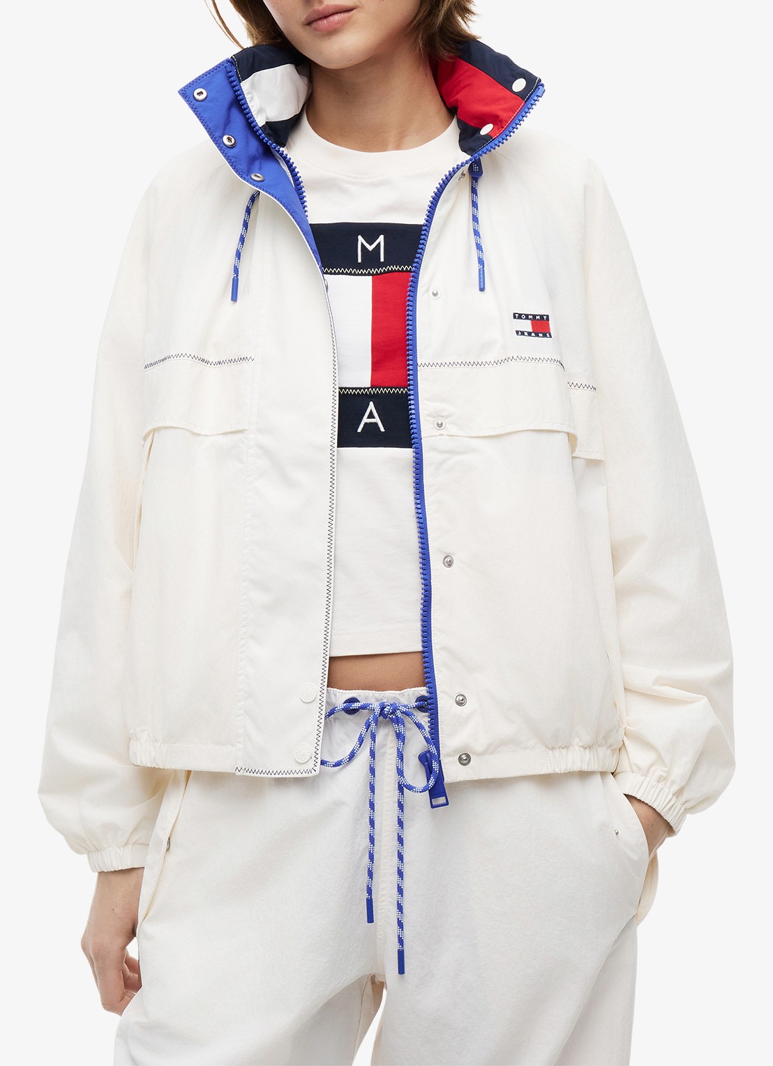 Tommy Hilfiger Regenjack met logo - detail 2 gebroken wit