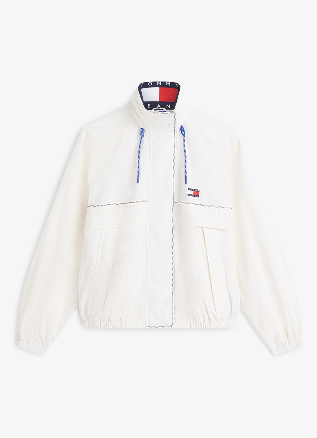 Tommy Hilfiger Regenjack met logo - voorkant 5 gebroken wit