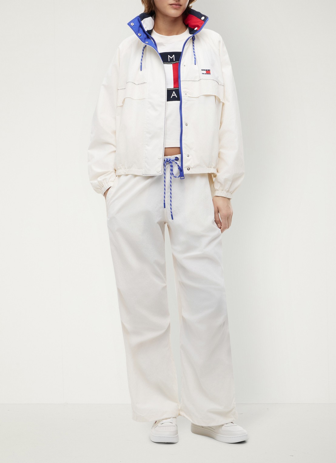 Tommy Hilfiger Regenjack met logo - voorkant 6 gebroken wit