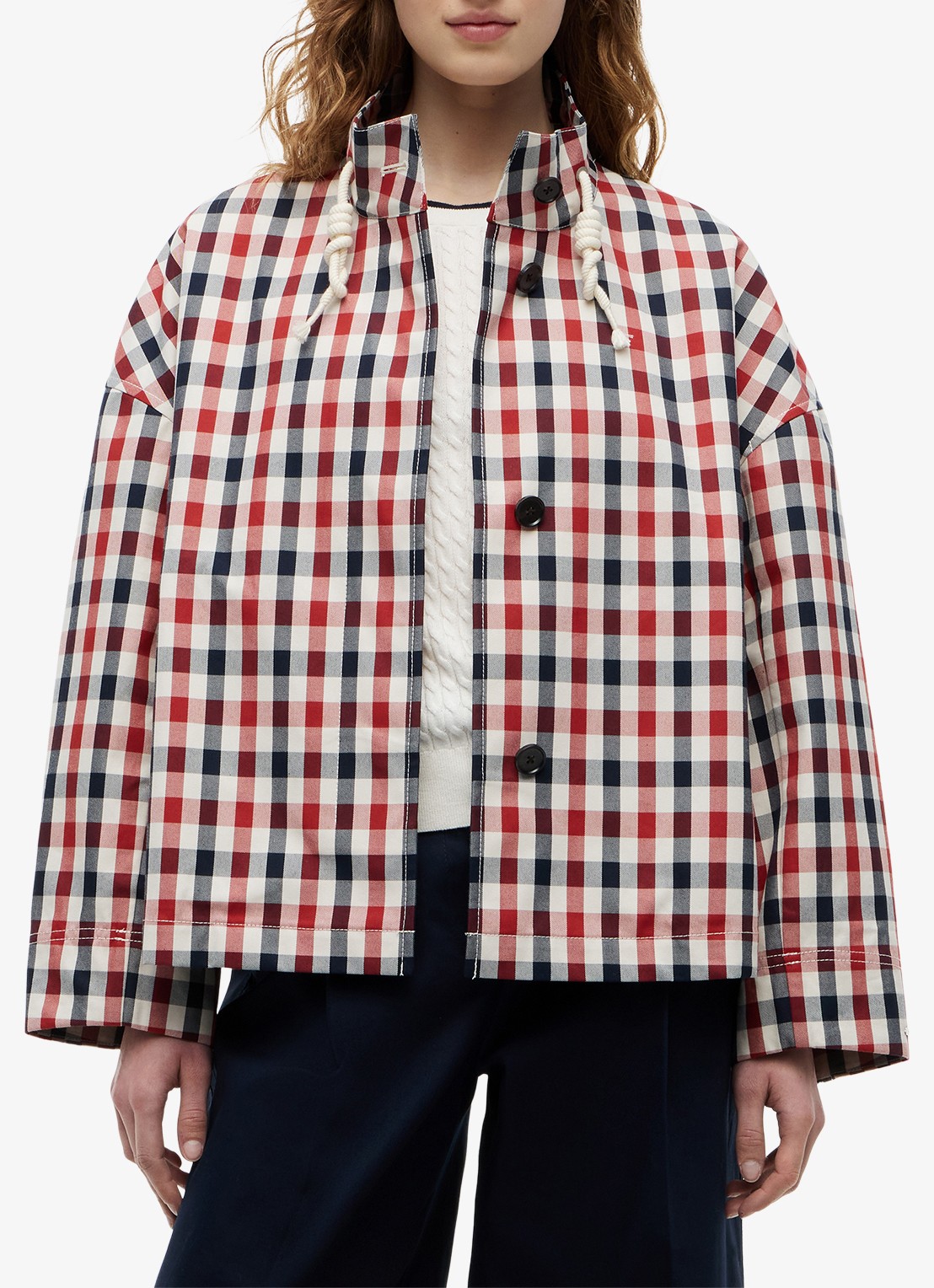 Tommy Hilfiger Regenjas met ruitdessin - detail 3 rood