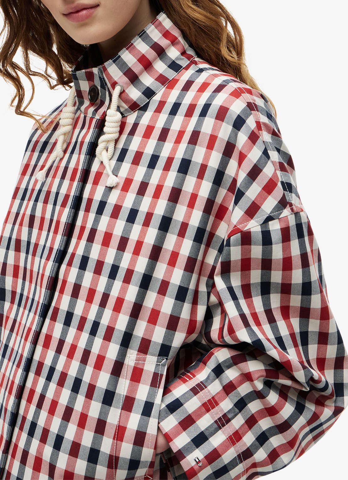 Tommy Hilfiger Regenjas met ruitdessin - detail 4 rood