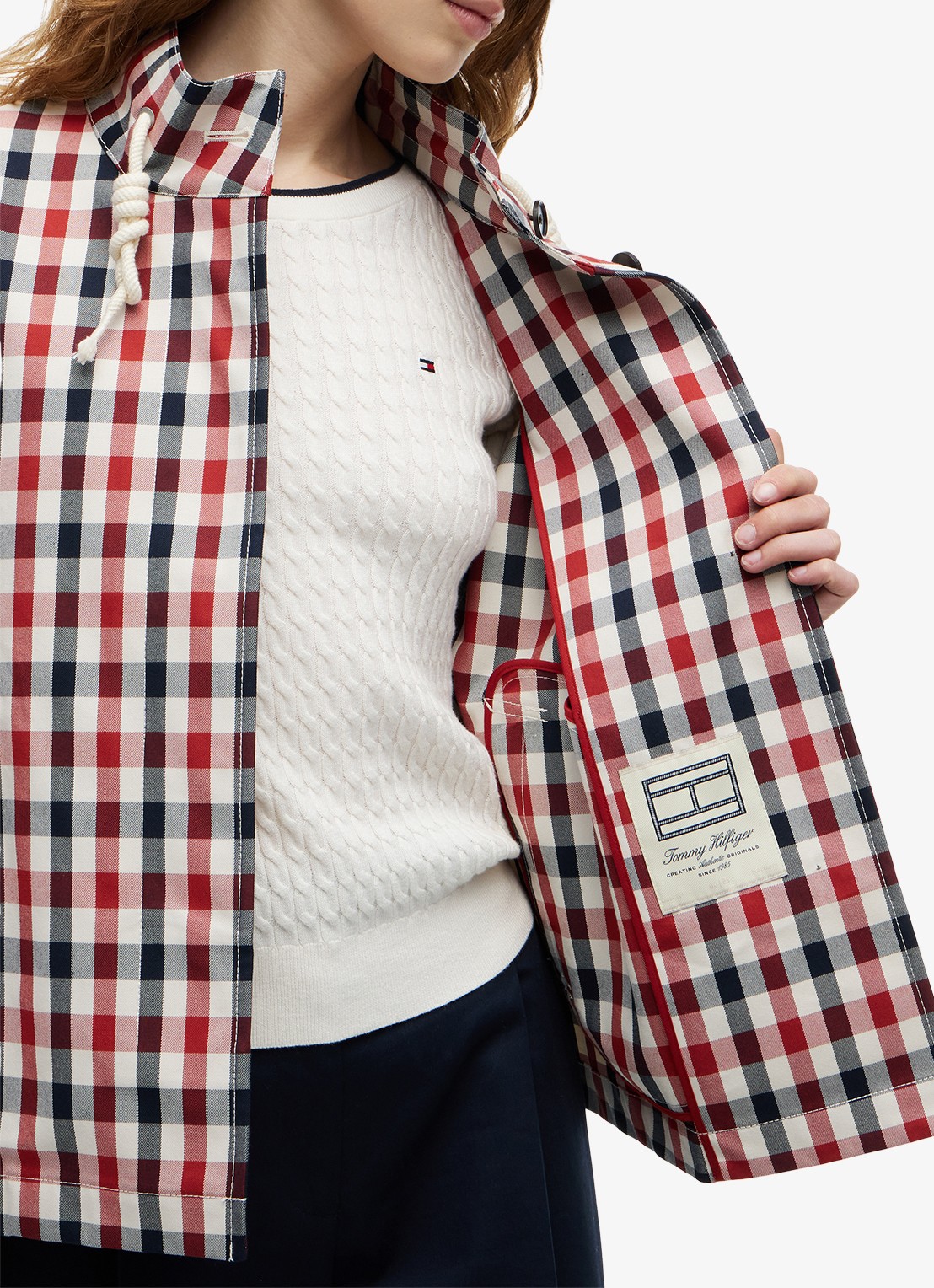 Tommy Hilfiger Regenjas met ruitdessin - detail 5 rood