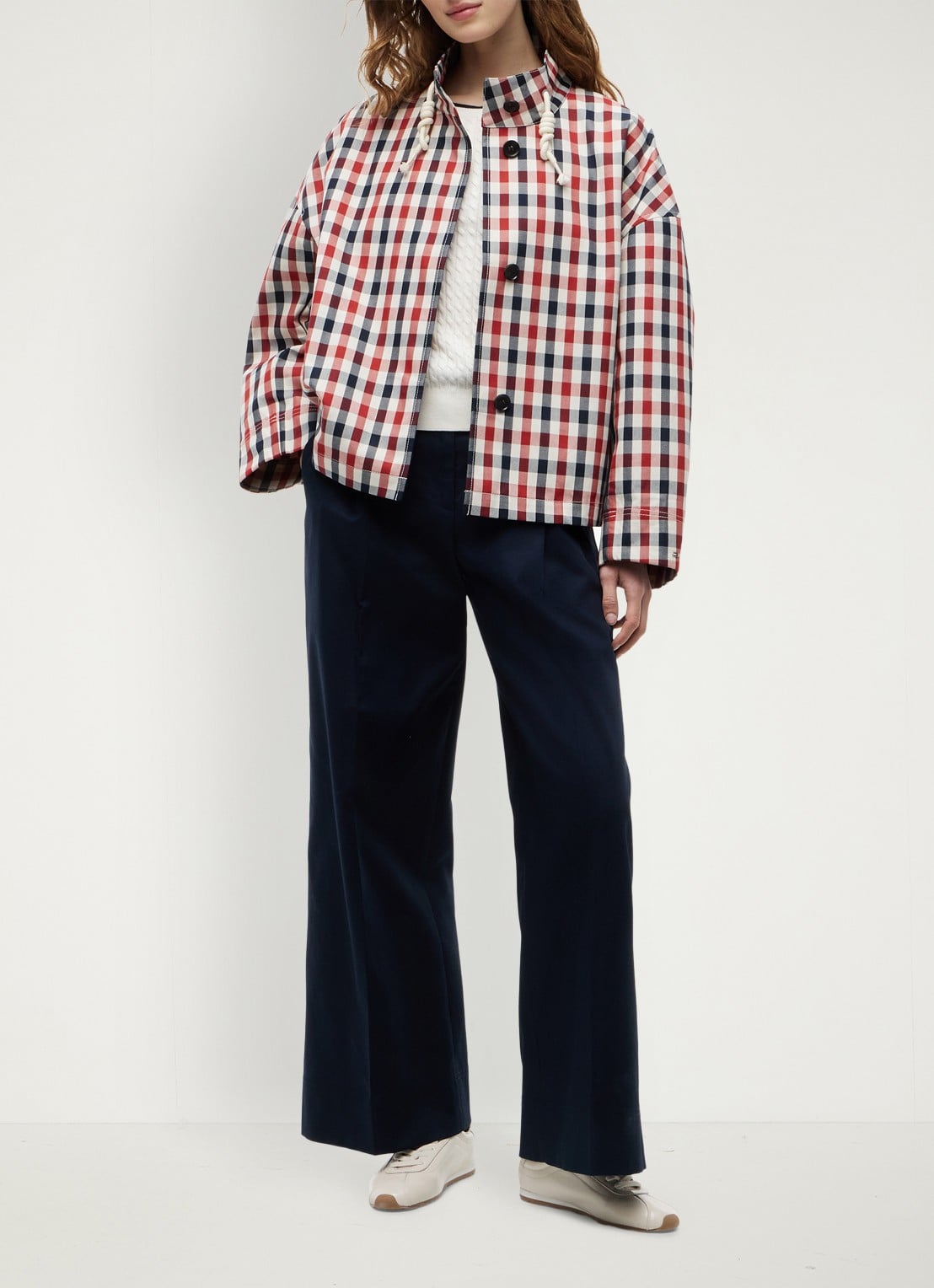 Tommy Hilfiger Regenjas met ruitdessin - voorkant 2 rood