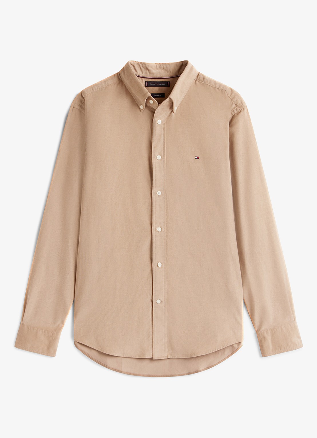 Tommy Hilfiger Reglar fit overhemd van flanel - voorkant 3 beige