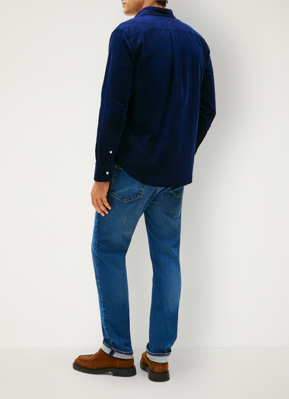 Tommy Hilfiger Reglar fit overhemd van flanel - achterkant 5 donkerblauw