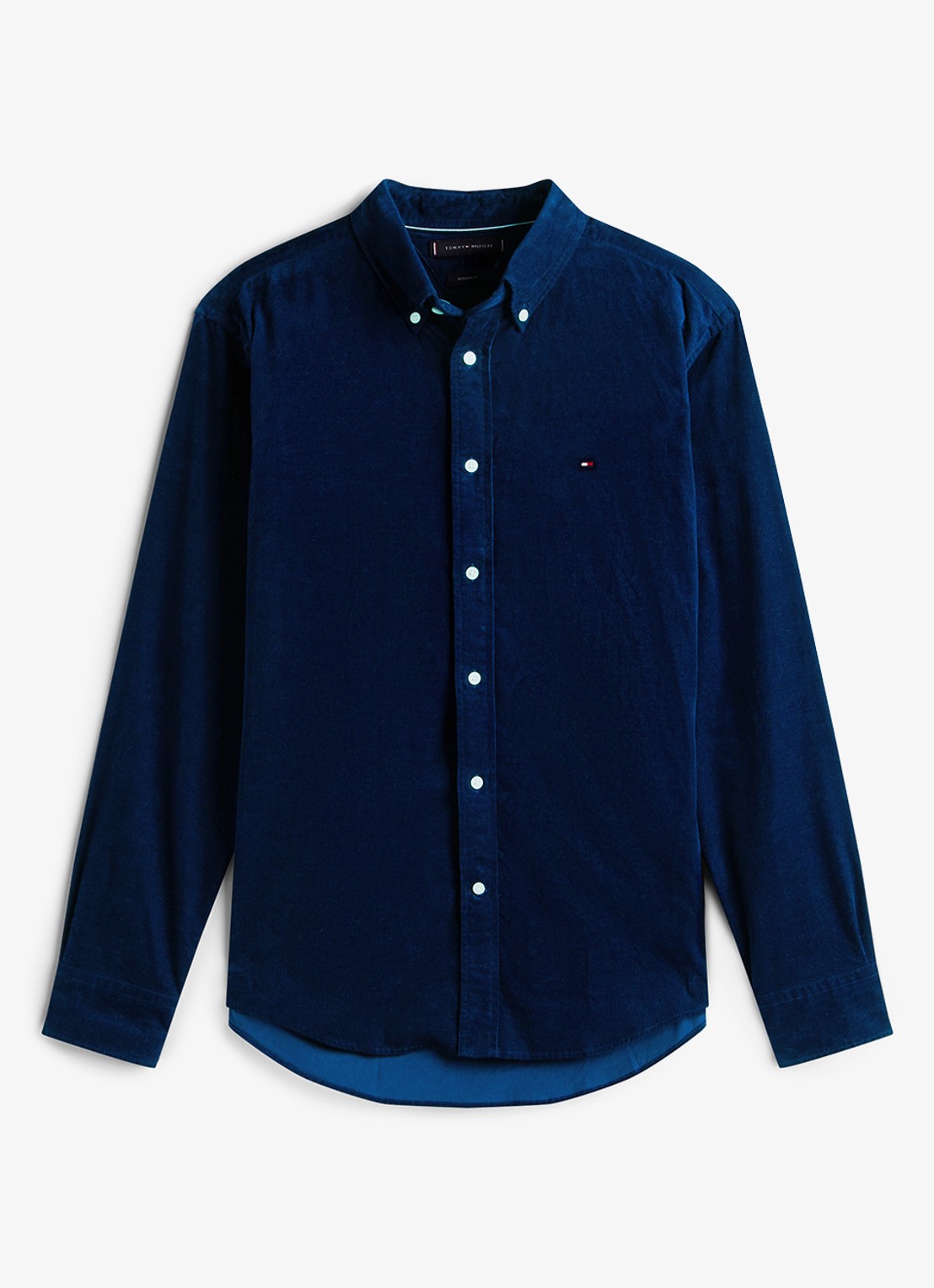 Tommy Hilfiger Reglar fit overhemd van flanel - voorkant donkerblauw
