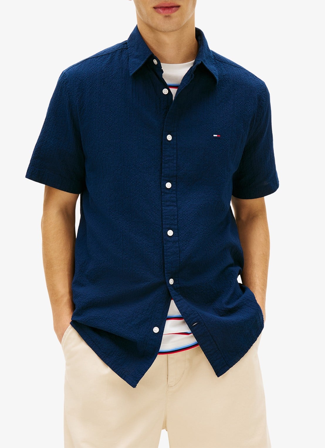 Tommy Hilfiger Regular fit overhemd in katoenblend - detail 4 dark night navy-c1g
