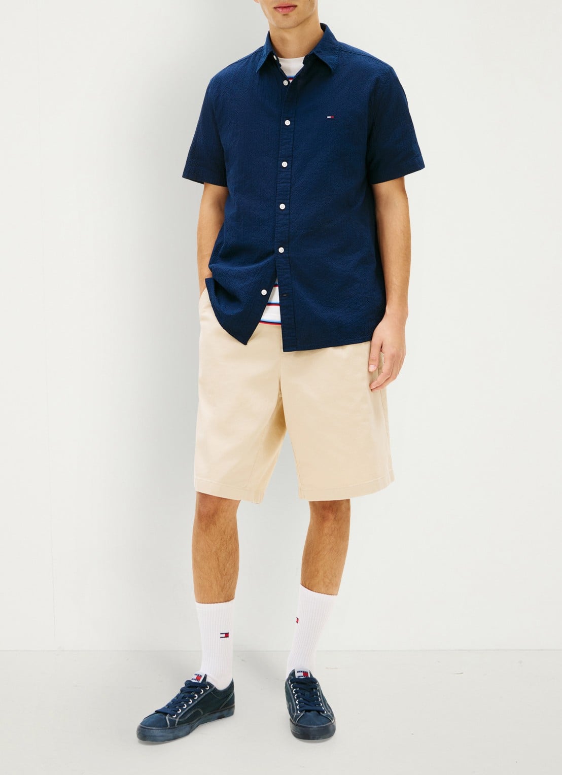 Tommy Hilfiger Regular fit overhemd in katoenblend - voorkant 3 dark night navy-c1g