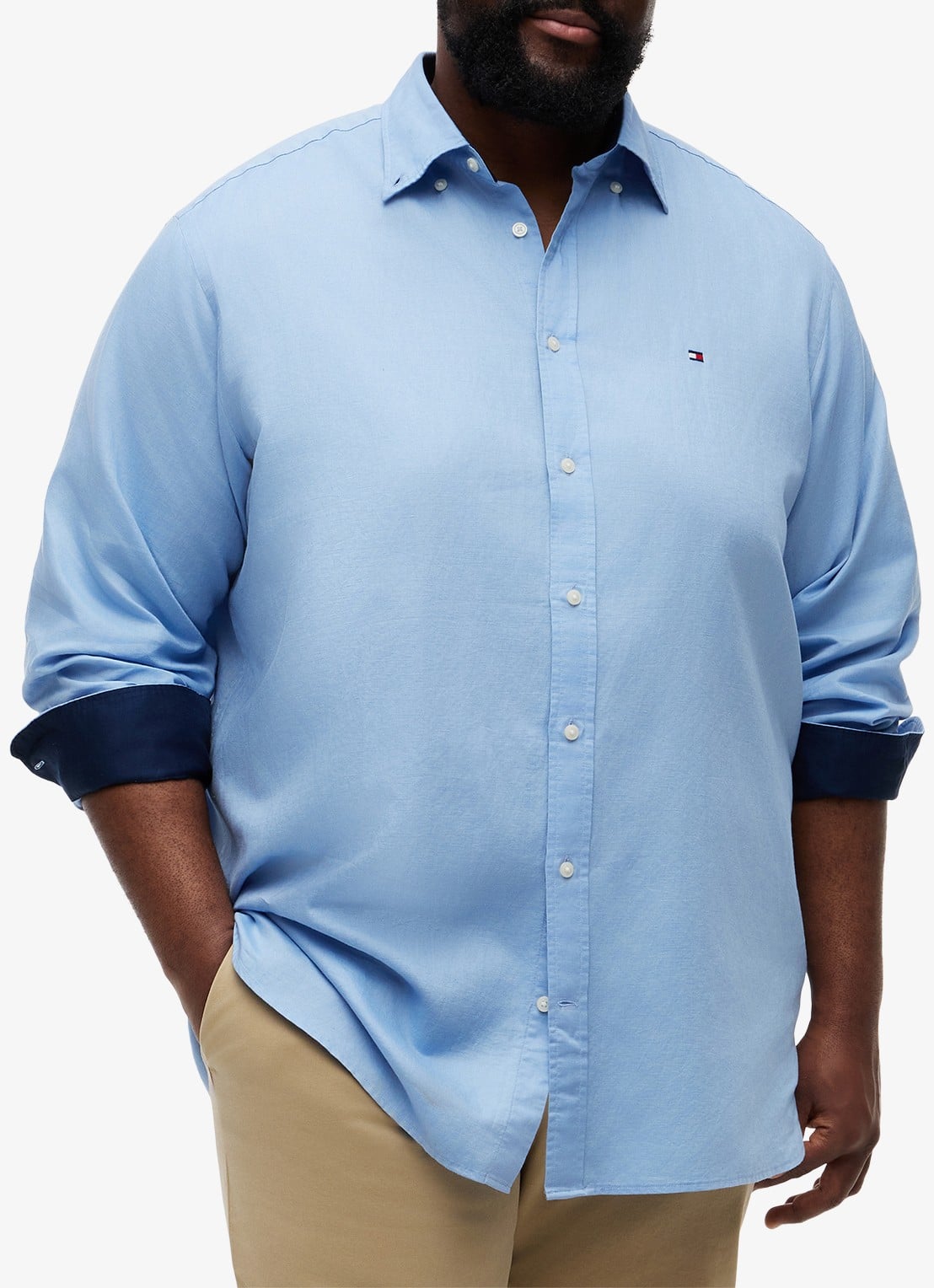 Tommy Hilfiger Regular fit overhemd in katoenblend - detail 4 blauw