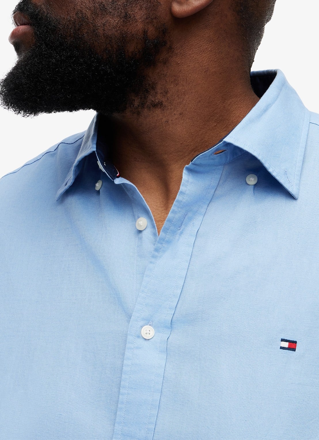 Tommy Hilfiger Regular fit overhemd in katoenblend - detail 5 blauw