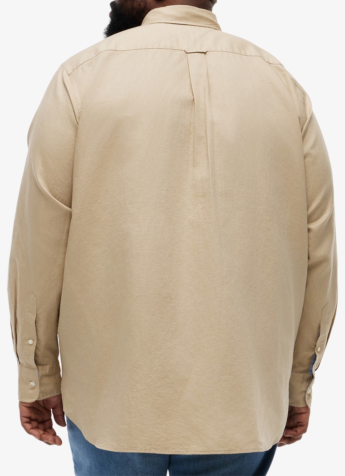 Tommy Hilfiger Regular fit overhemd in katoenblend - achterkant beige