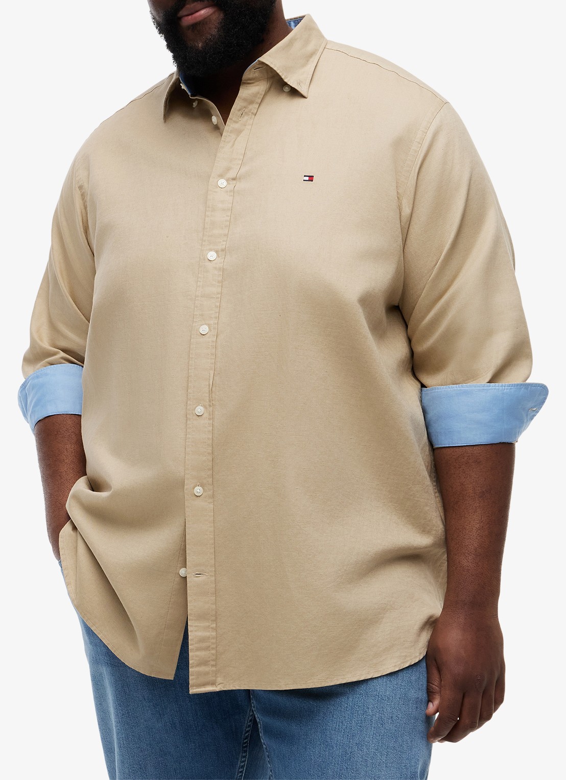 Tommy Hilfiger Regular fit overhemd in katoenblend - detail 2 beige
