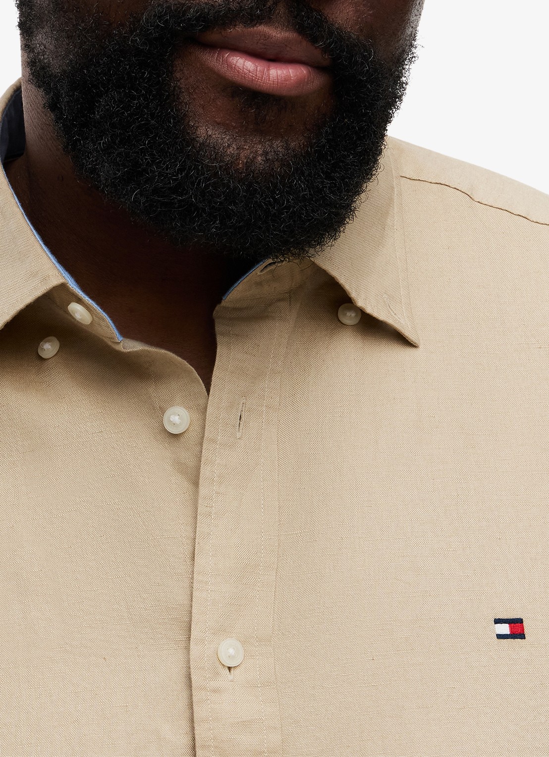 Tommy Hilfiger Regular fit overhemd in katoenblend - detail 3 beige
