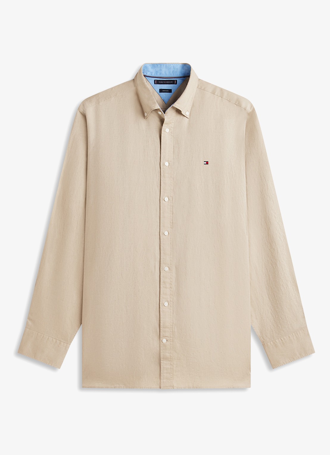 Tommy Hilfiger Regular fit overhemd in katoenblend - voorkant 4 beige