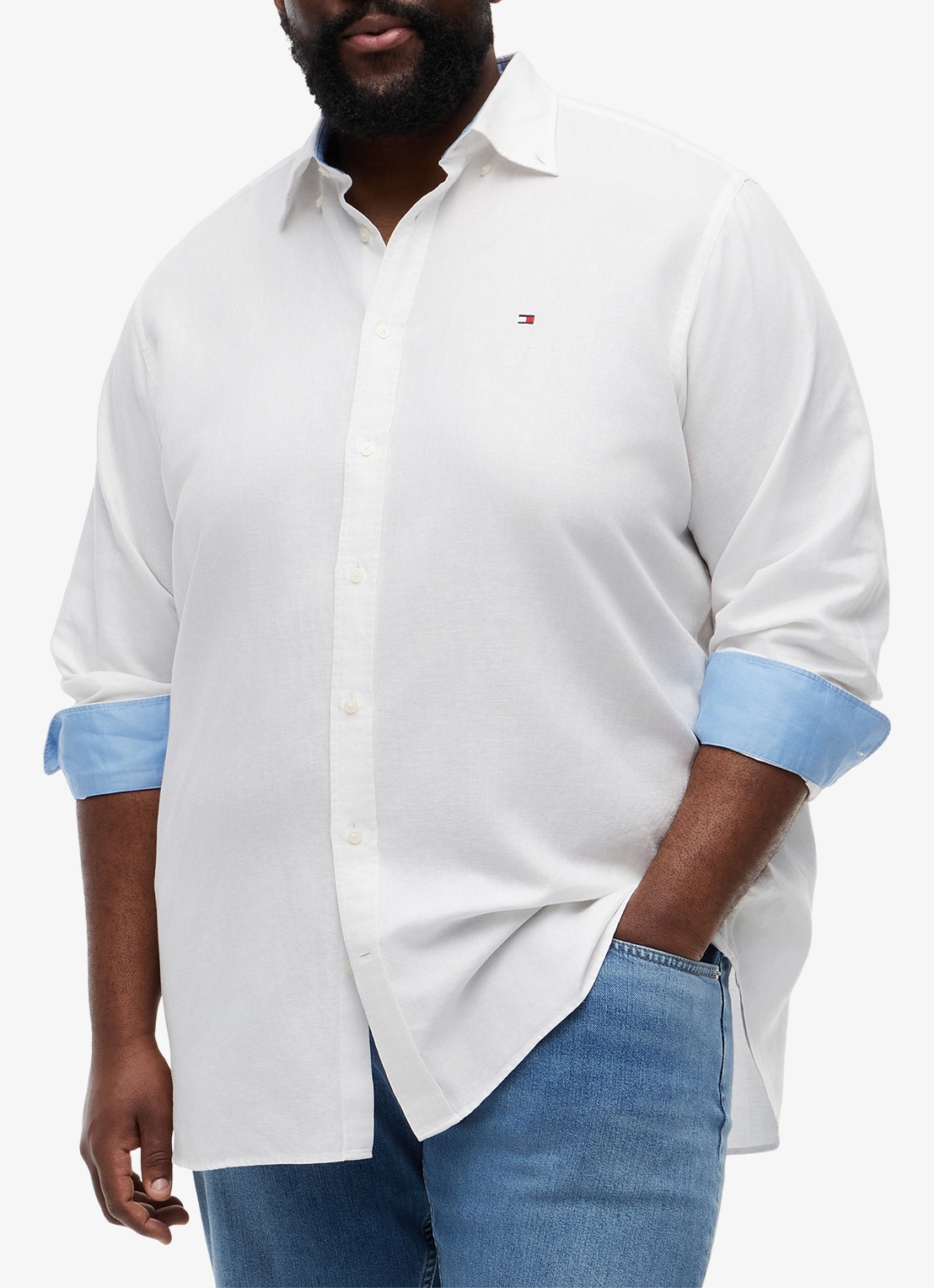 Tommy Hilfiger Regular fit overhemd in katoenblend - detail 4 wit