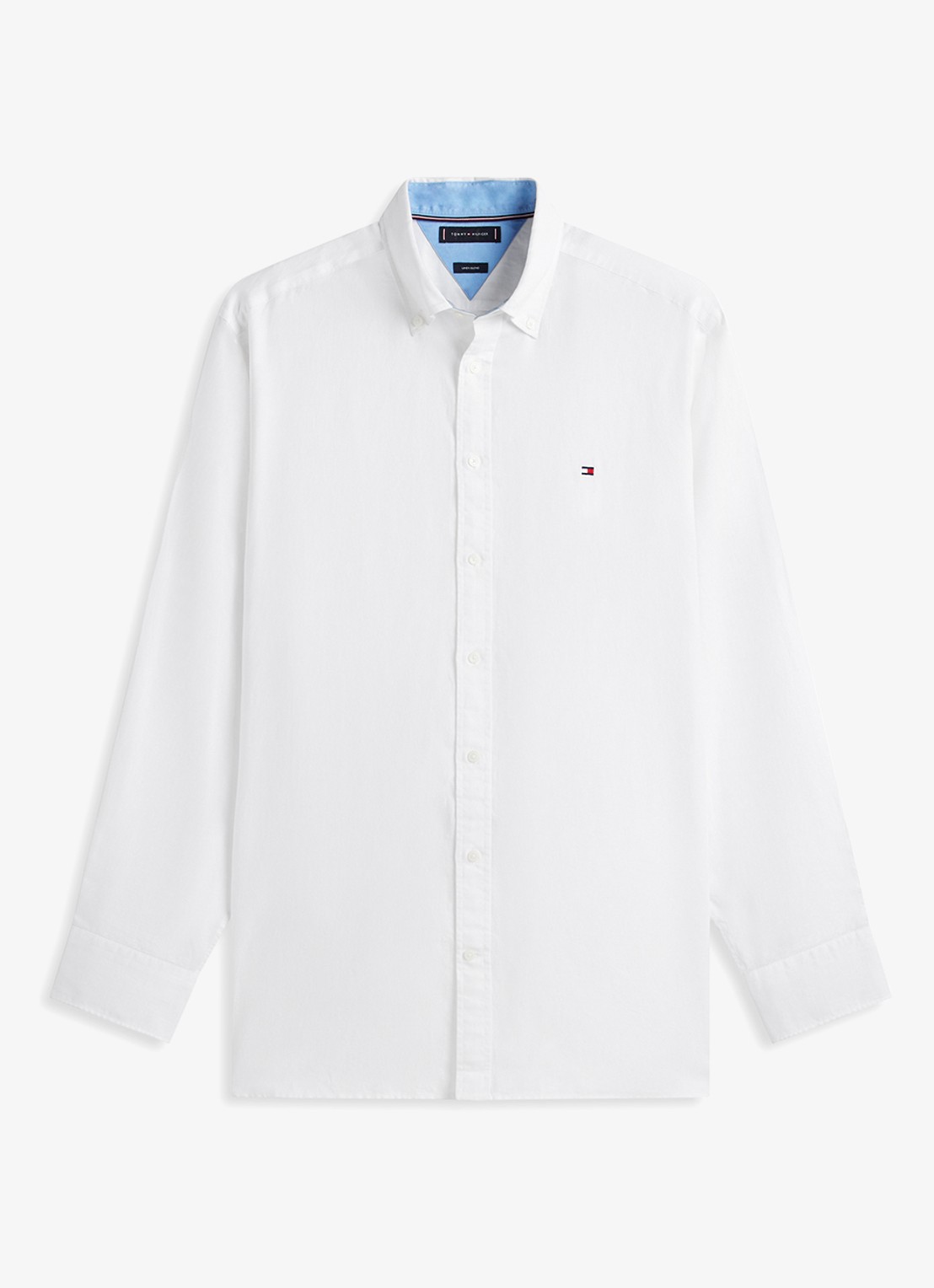 Tommy Hilfiger Regular fit overhemd in katoenblend - voorkant 2 wit