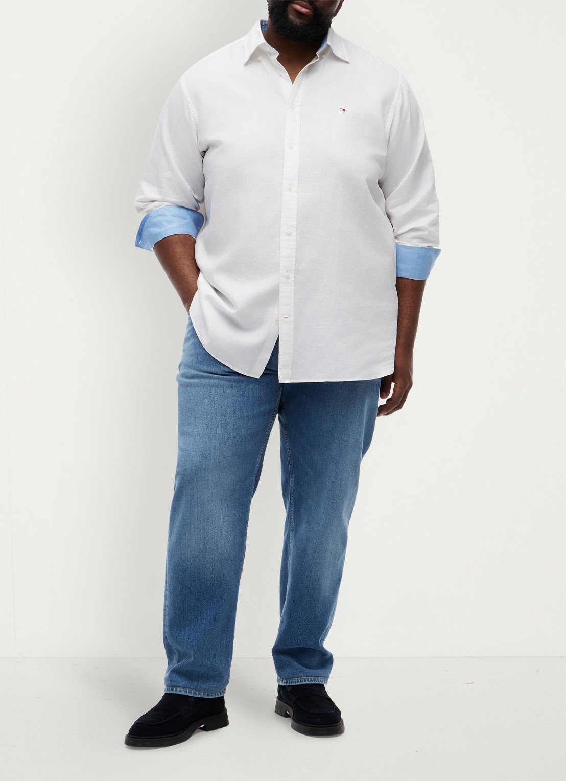 Tommy Hilfiger Regular fit overhemd in katoenblend - voorkant 3 wit
