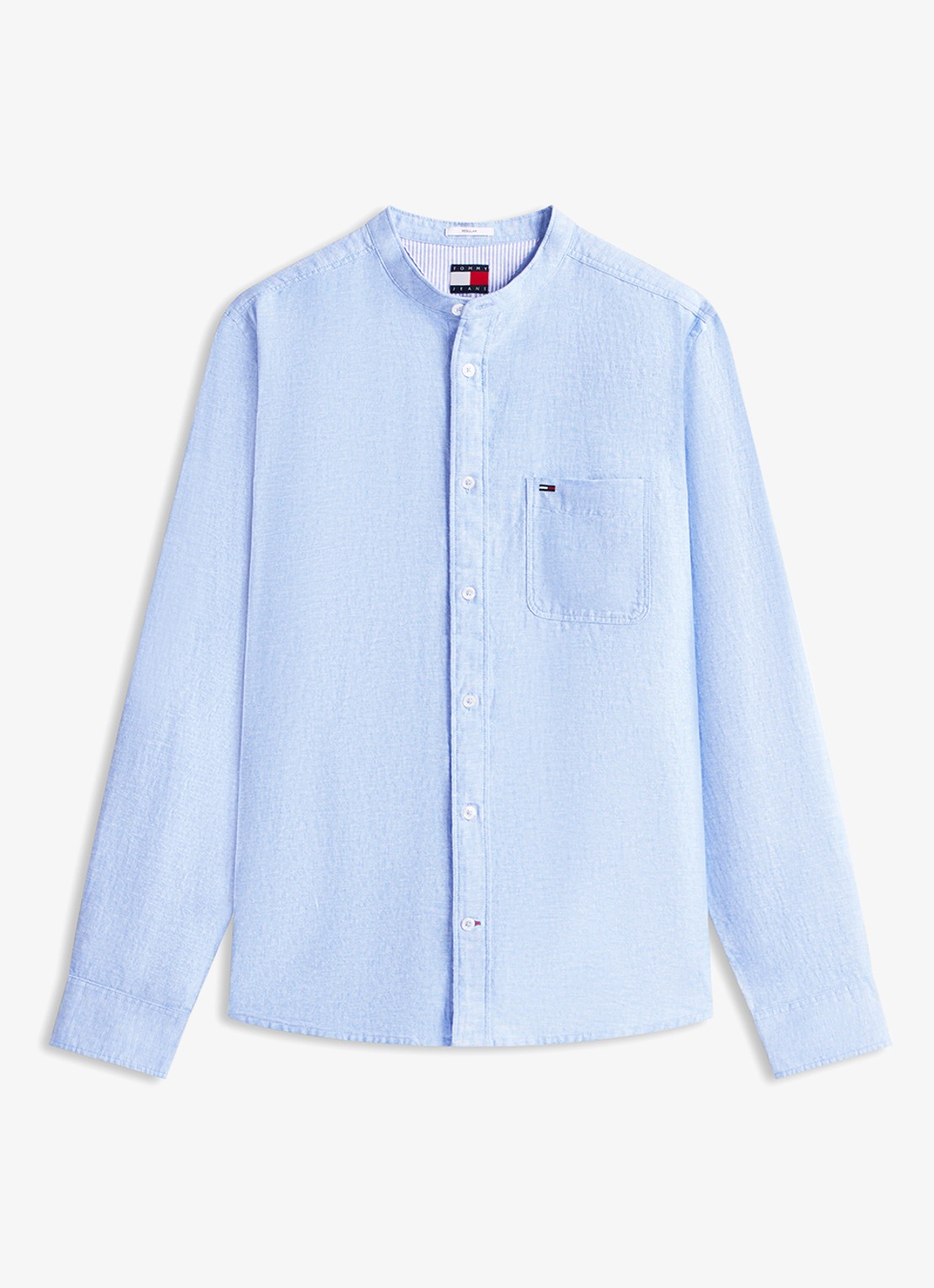 Tommy Hilfiger Regular fit overhemd in linnenblend - voorkant 4 blauw