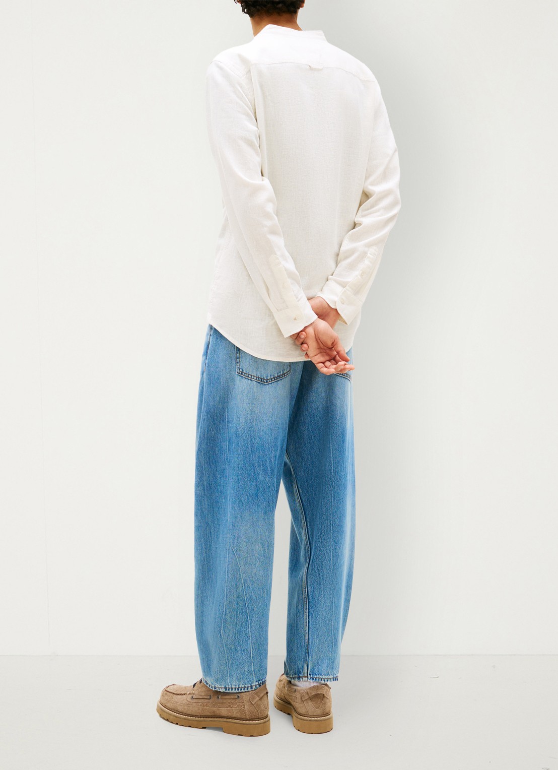 Tommy Hilfiger Regular fit overhemd in linnenblend - achterkant wit