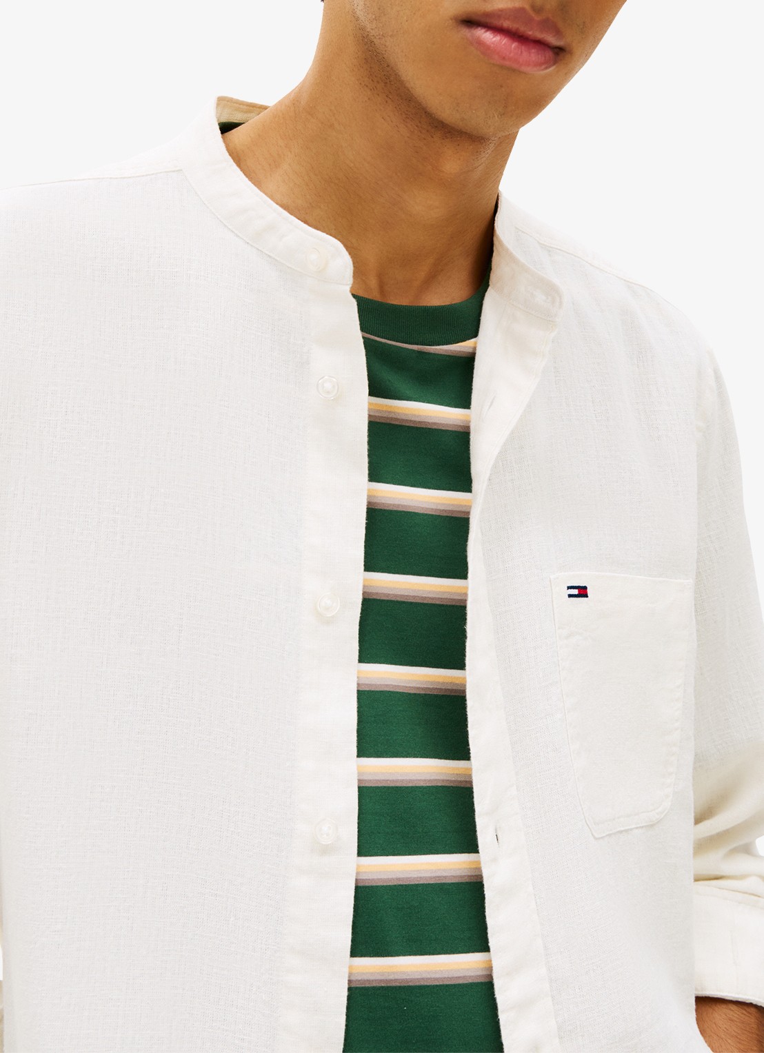 Tommy Hilfiger Regular fit overhemd in linnenblend - detail 3 wit