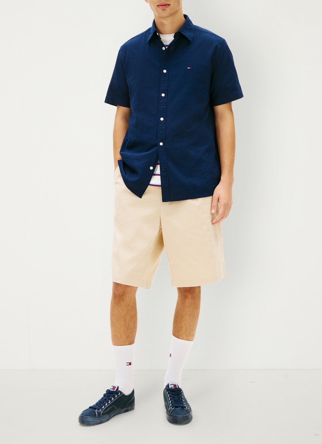 Tommy Hilfiger Regular fit overhemd in linnenblend - voorkant 2 dark night navy-c1g