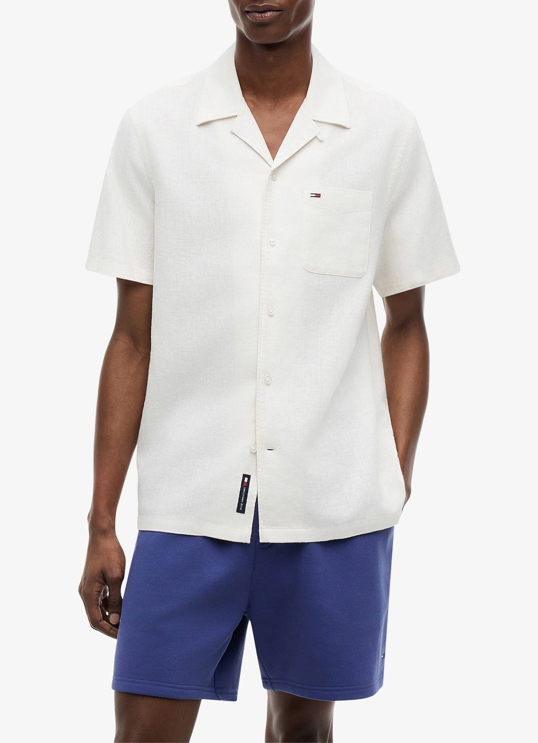 Tommy Hilfiger Regular fit overhemd in linnenblend - detail ecru-ybl