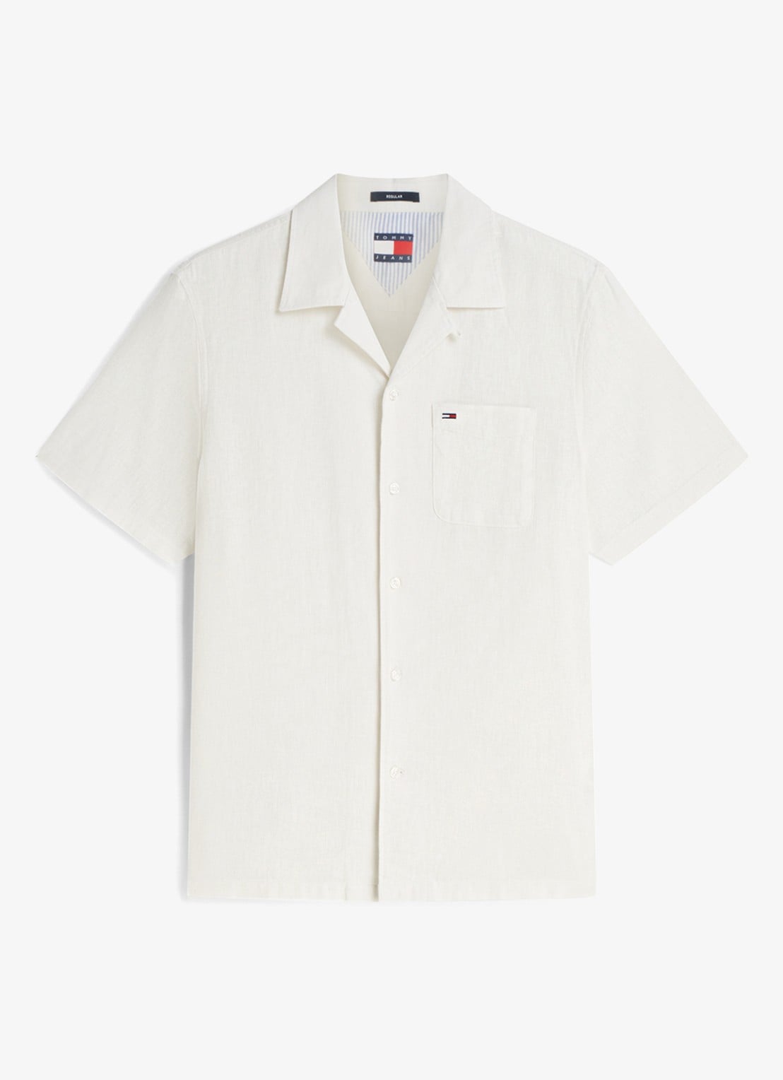 Tommy Hilfiger Regular fit overhemd in linnenblend - voorkant 4 ecru-ybl