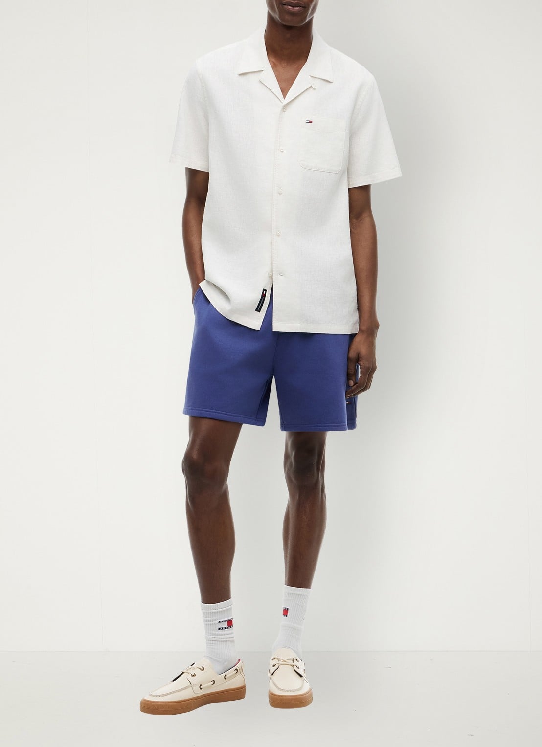 Tommy Hilfiger Regular fit overhemd in linnenblend - voorkant 5 ecru-ybl