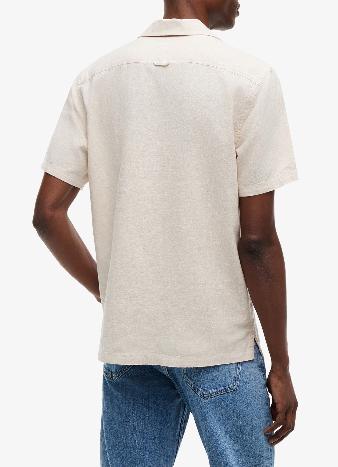 Tommy Hilfiger Regular fit overhemd in linnenblend - achterkant classic beige-aci / beige