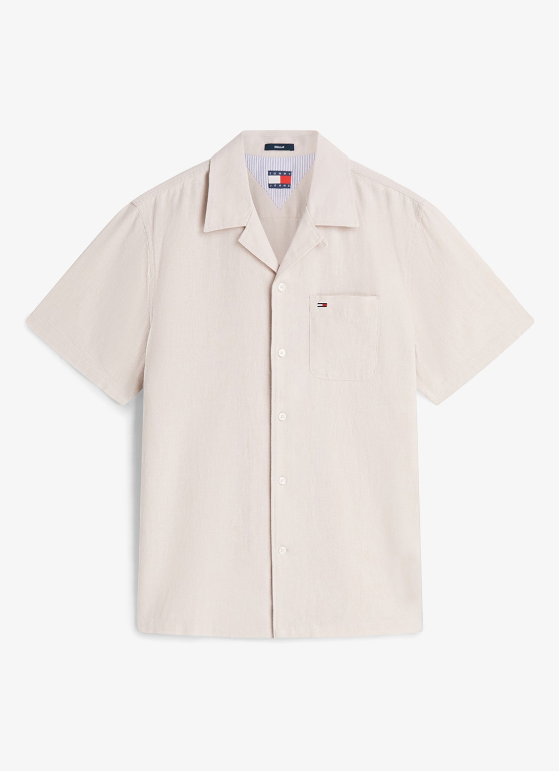 Tommy Hilfiger Regular fit overhemd in linnenblend - voorkant 2 classic beige-aci / beige