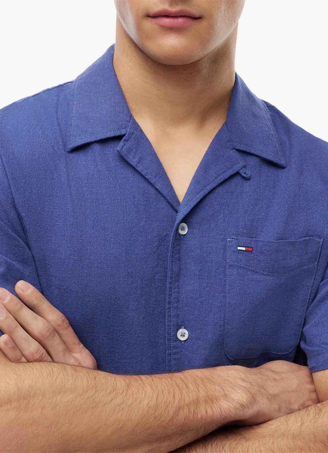 Tommy Hilfiger Regular fit overhemd in linnenblend - detail 4 blue storm-c6q / blauw