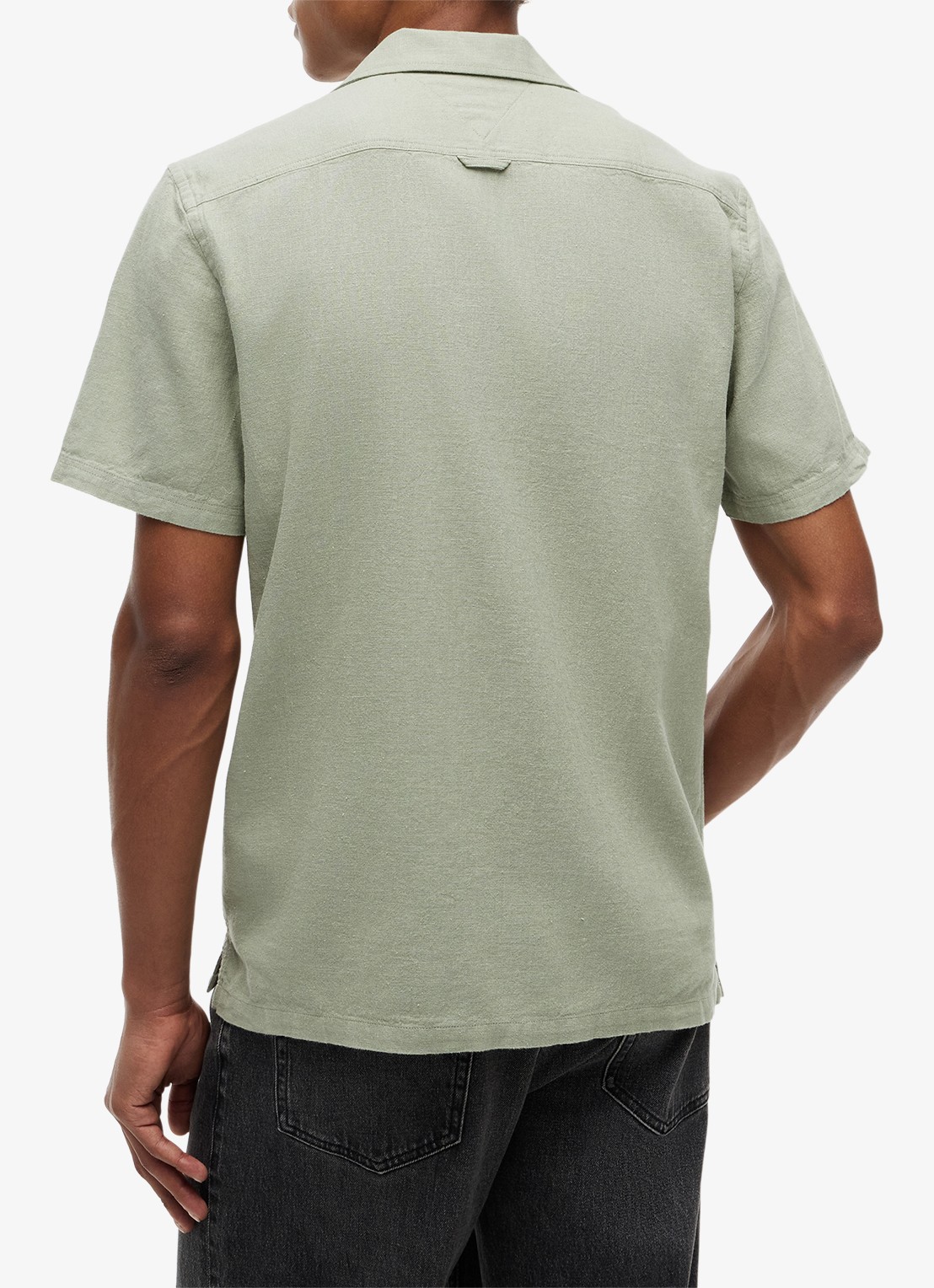 Tommy Hilfiger Regular fit overhemd in linnenblend - achterkant 5 spring olive-pmo / groen