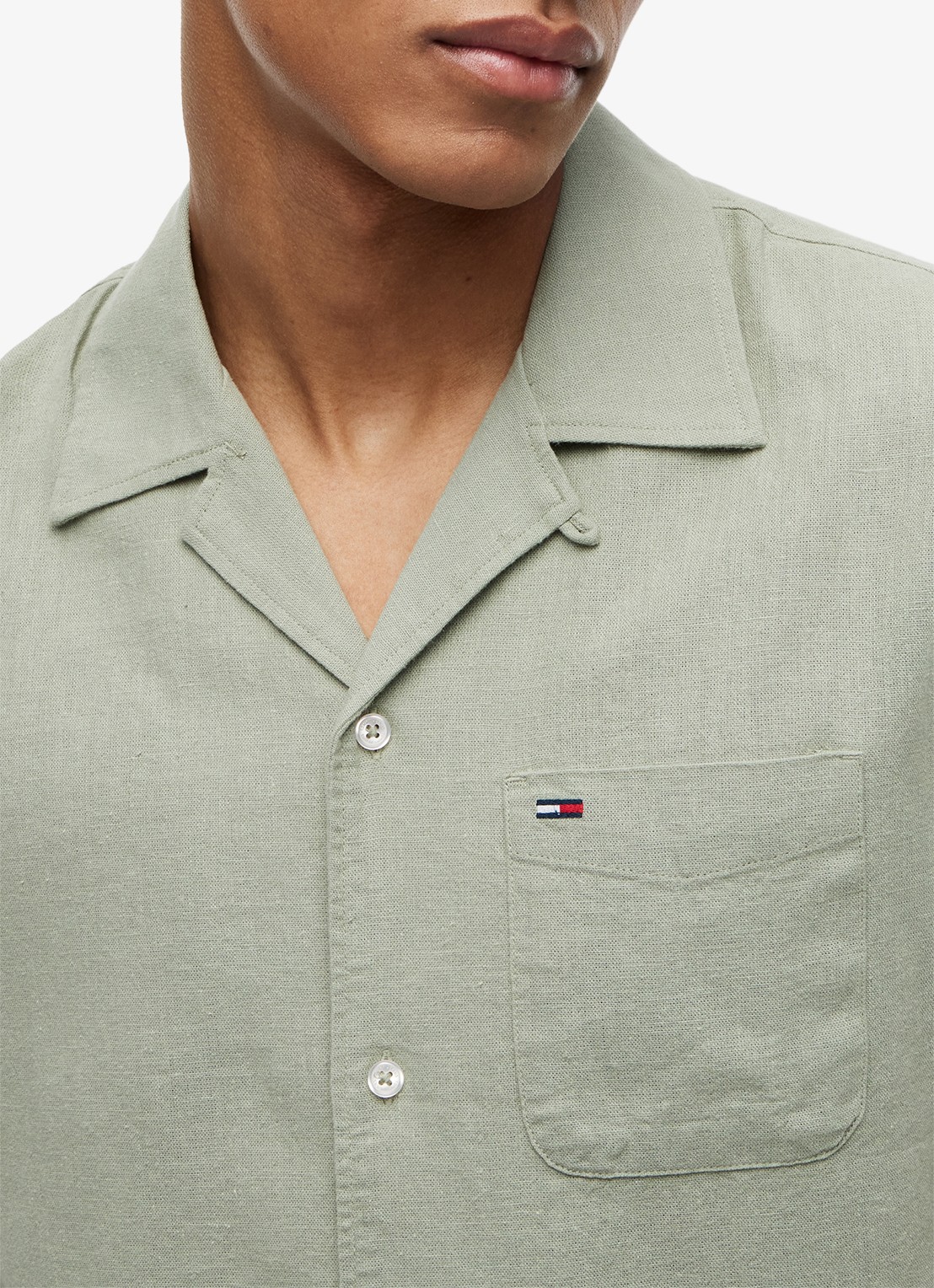 Tommy Hilfiger Regular fit overhemd in linnenblend - detail 4 spring olive-pmo / groen