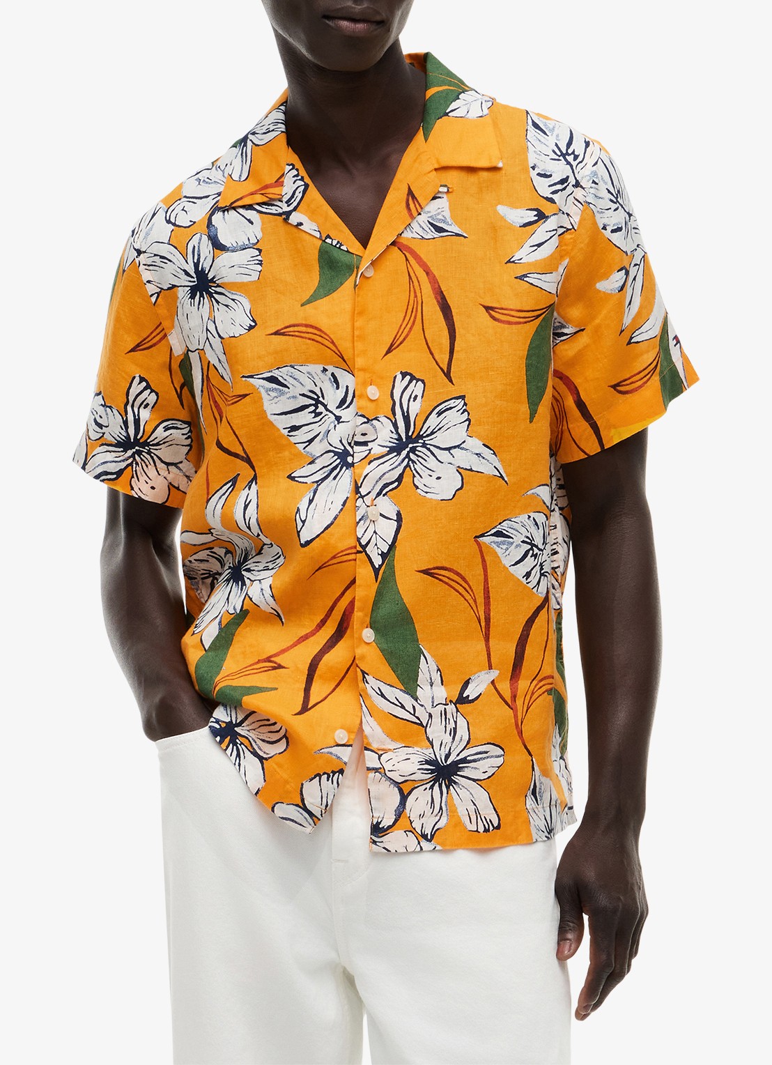 Tommy Hilfiger Regular fit overhemd met bloemenprint - detail 4 oranje