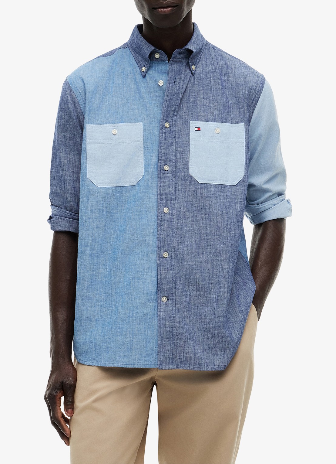 Tommy Hilfiger Regular fit overhemd met colour blocking - detail 3 blauw