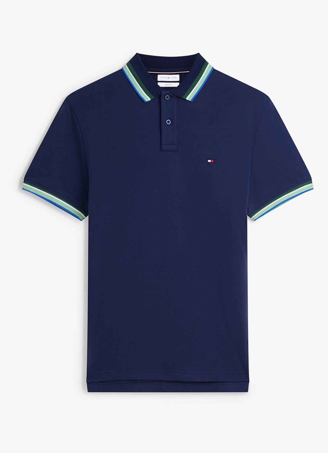 Tommy Hilfiger Regular fit overhemd met gestreept detail - voorkant donkerblauw