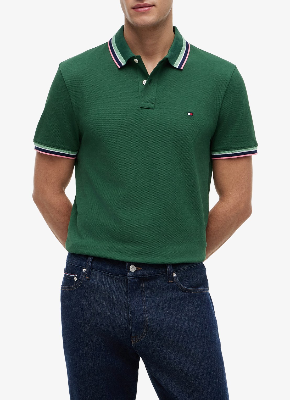Tommy Hilfiger Regular fit overhemd met gestreept detail - detail 4 donkergroen