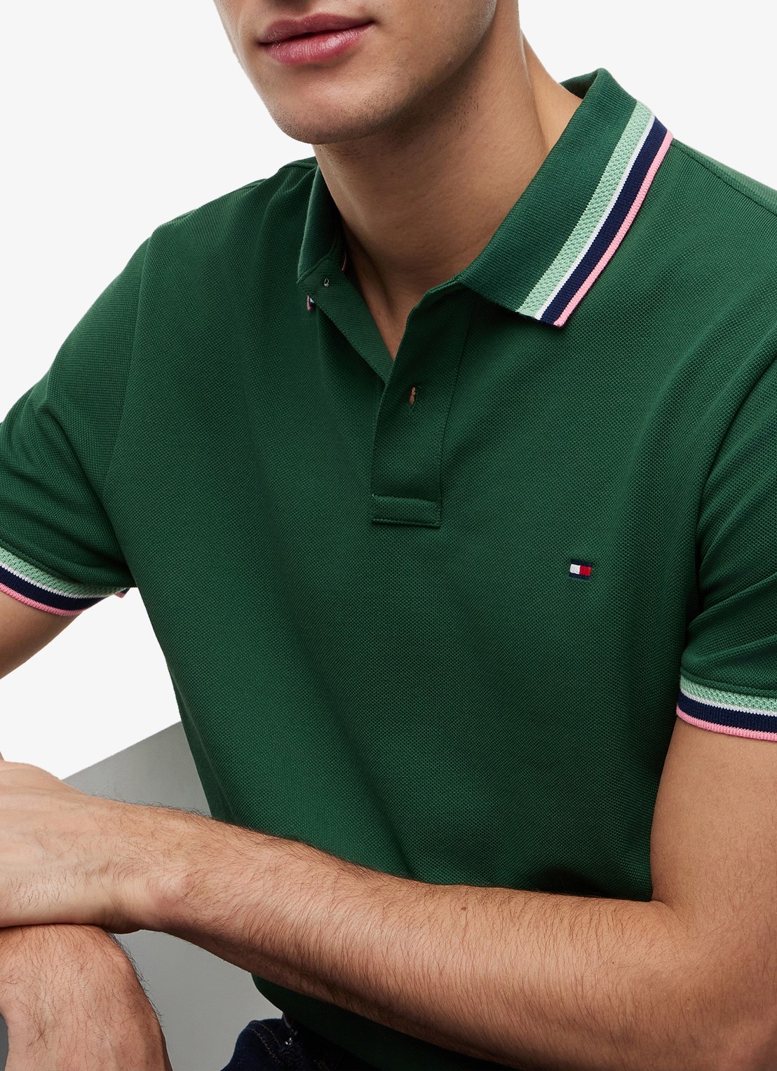 Tommy Hilfiger Regular fit overhemd met gestreept detail - detail 5 donkergroen