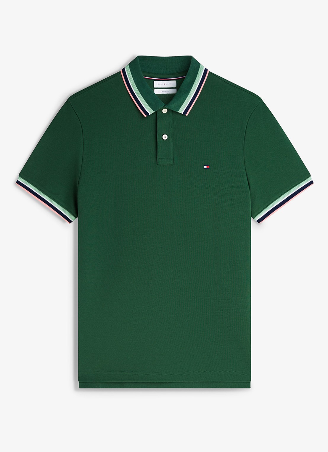 Tommy Hilfiger Regular fit overhemd met gestreept detail - voorkant donkergroen