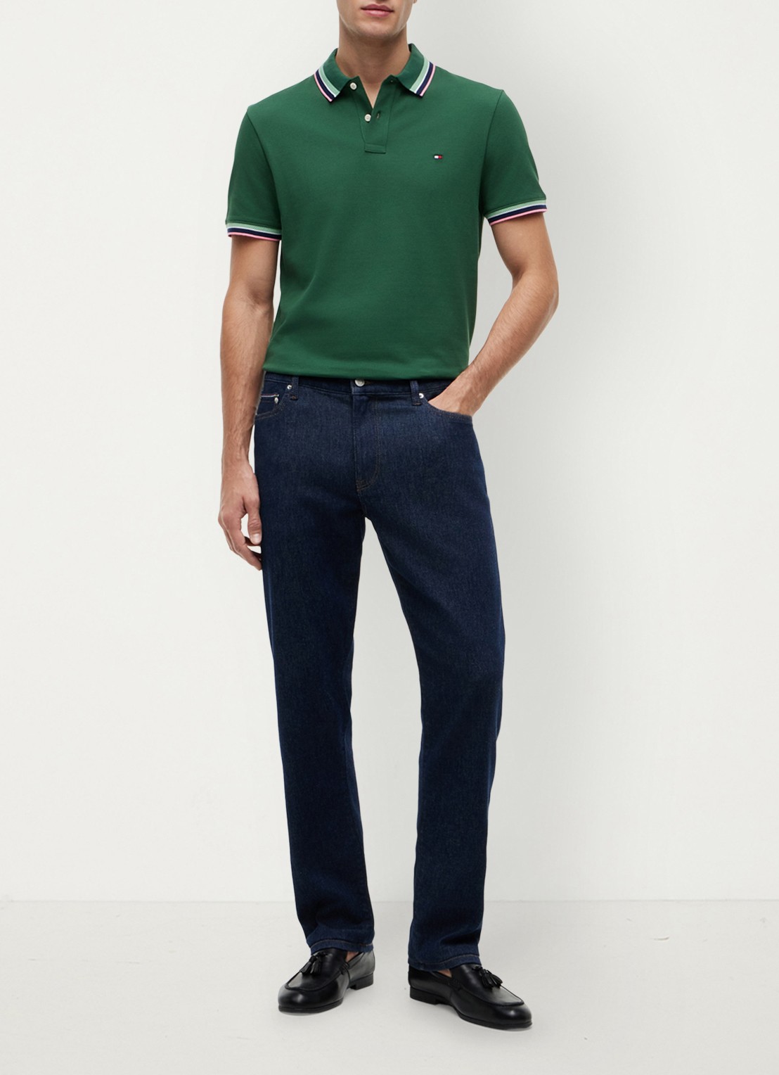 Tommy Hilfiger Regular fit overhemd met gestreept detail - voorkant 2 donkergroen
