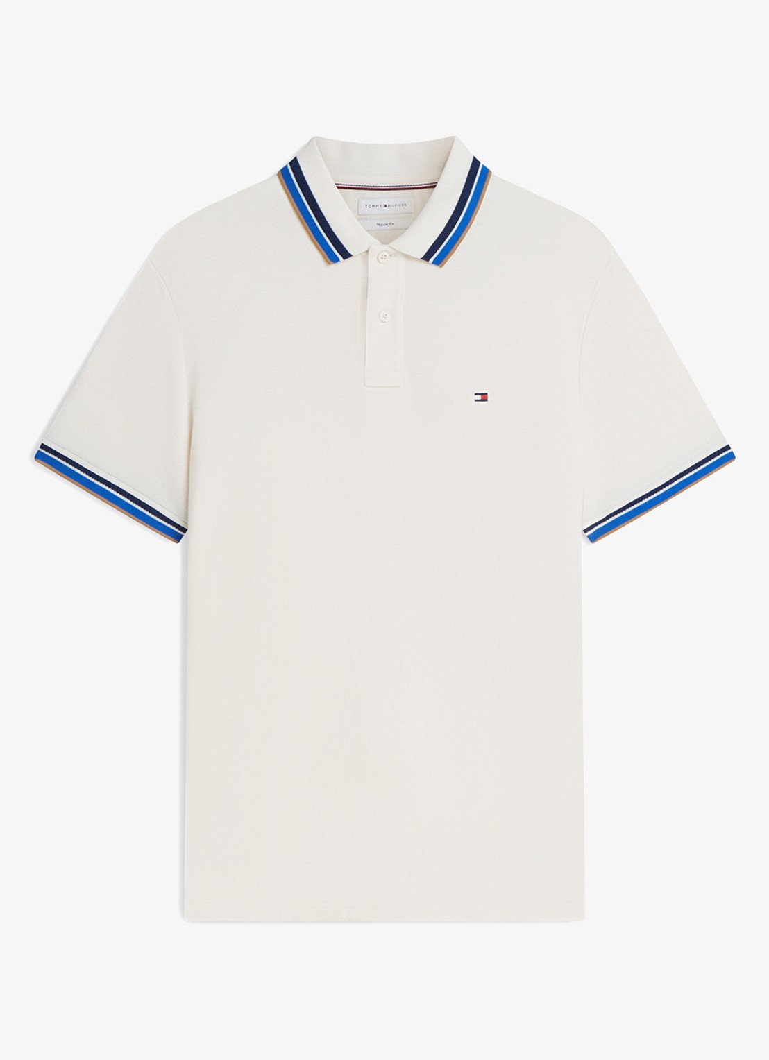 Tommy Hilfiger Regular fit overhemd met gestreept detail - voorkant ivoor