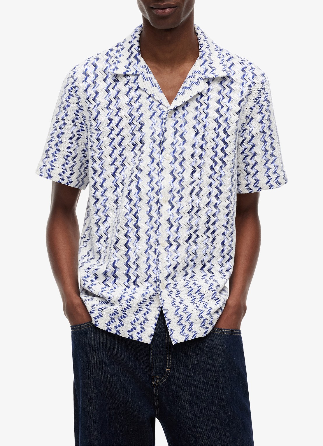 Tommy Hilfiger Regular fit overhemd met grafische print - detail 4 donkerblauw