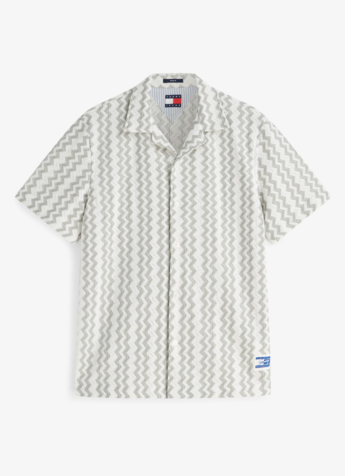 Tommy Hilfiger Regular fit overhemd met grafische print - voorkant olijfgroen