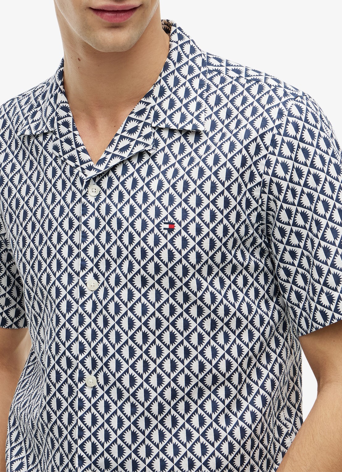 Tommy Hilfiger Regular fit overhemd met grafische print - detail 3 donkerblauw